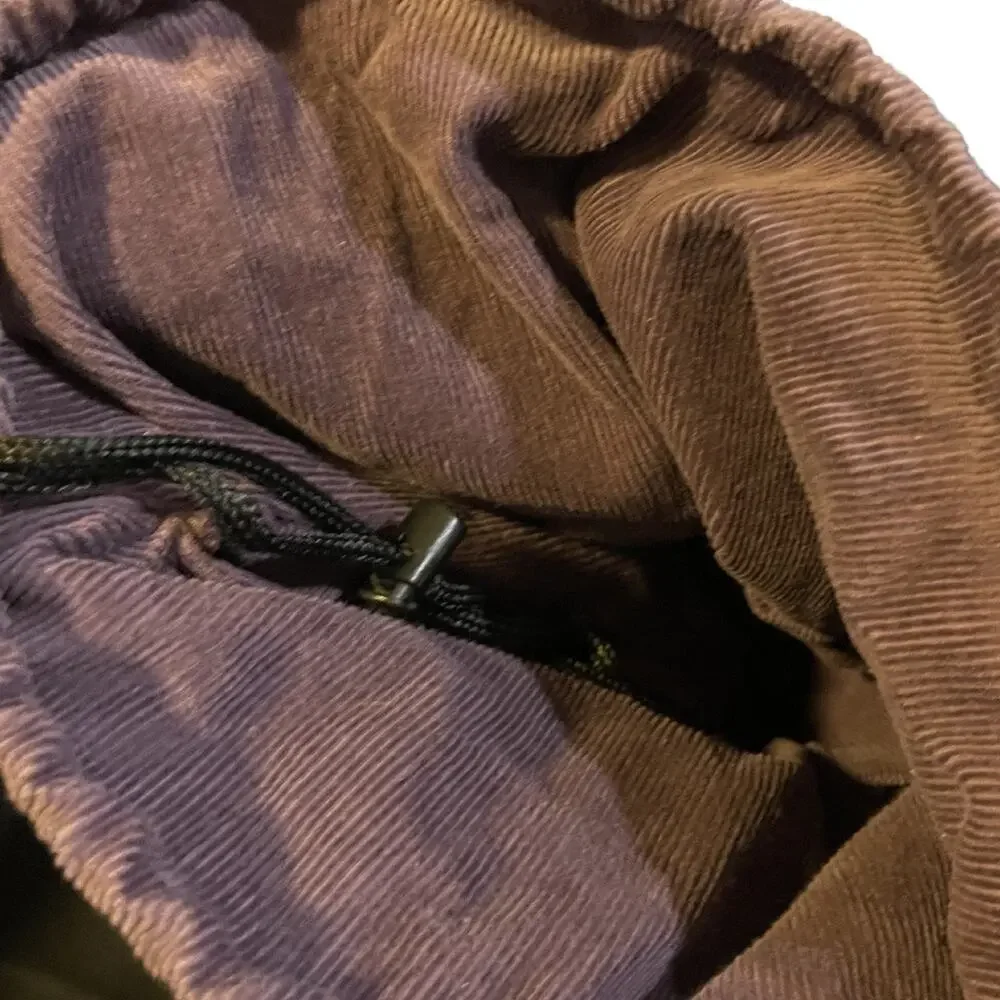 Drawstring Velour Suede Corduroy Backpack Gym Sack Harlequin Diamond Vintage